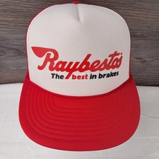 Vtg Raybestos Brakes Snapback Trucker Hat Cap Adjustable Mesh Foam Car Part Red