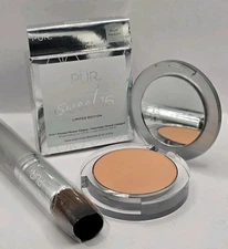 PUR 4 In 1 Pressed Mineral Makeup SPF 15 Powder Foundation BLUSH MEDIUM w/BRUSH!