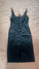 gap seamed button front black denim dress