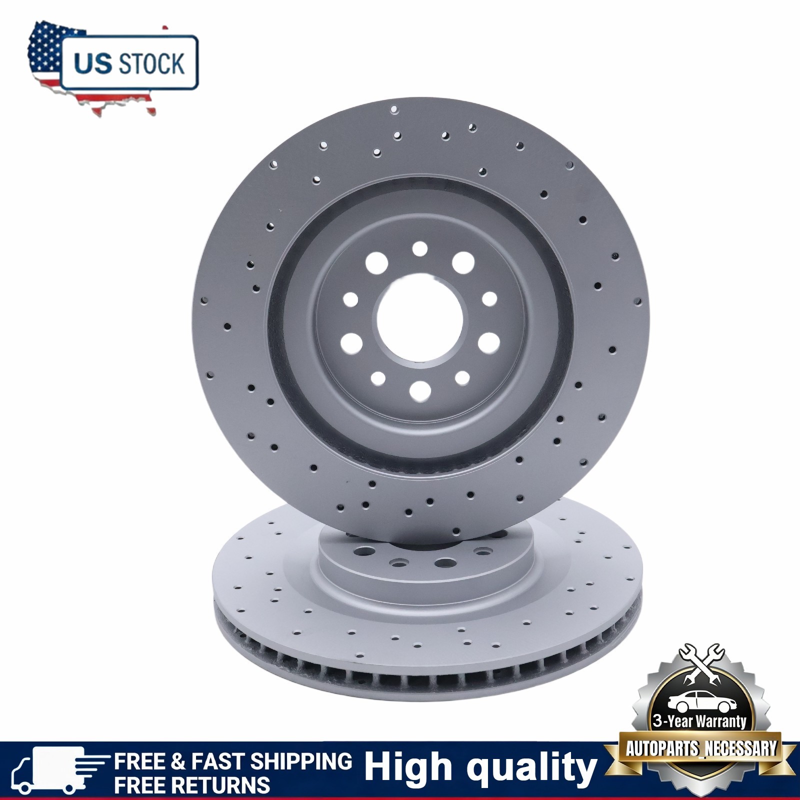 2x High-Quality Rear Brake Rotors For Maserati Ghibli Quattroporte 2017-2021