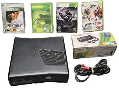 Microsoft Xbox Console 360 Bundle 4 Games Power Cord 2012 BLACK #1439