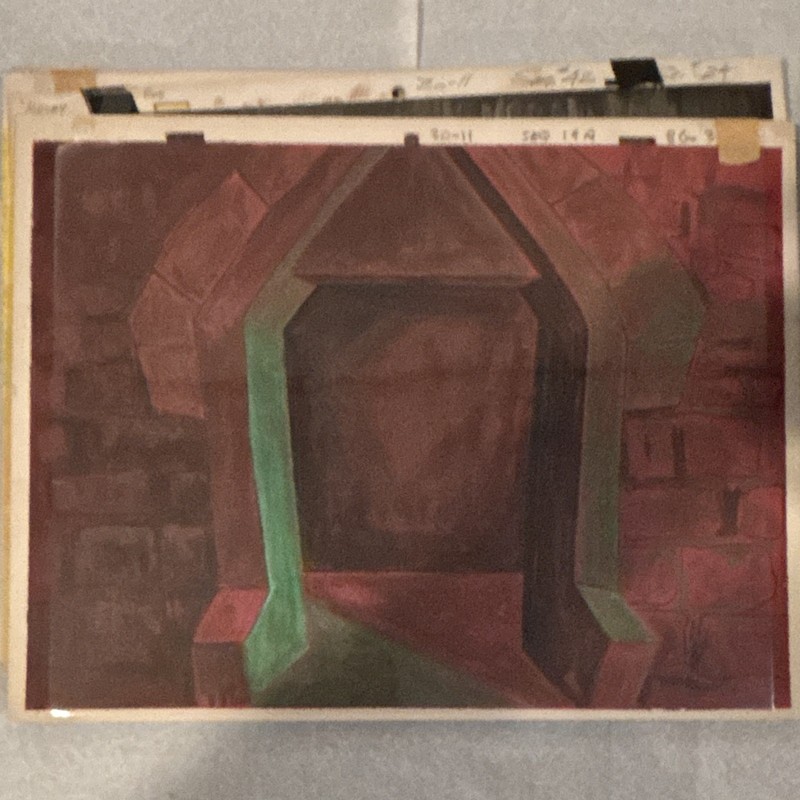 hand-painted animation production background painting original production art