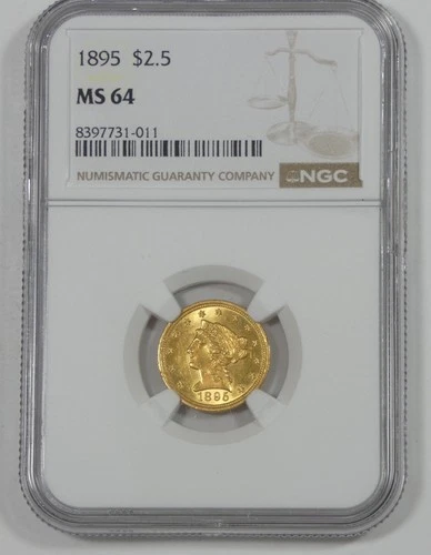 1895 GOLD Liberty Head $2.50 Quarter Eagle CERTIFIED NGC MS 64