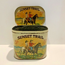 Antique SUNSET TRAIL TOBACCO CIGAR TIN