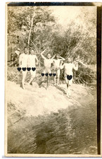 RARE REAL PHOTO POSTCARD RPPC MEN SKINNY DIPPING NUDE 1910-15 GAY INTEREST