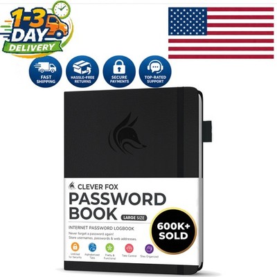 Faux Leather Password Journal with Bookmark - Large Size & Secure Design