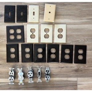19 pc Light Almond & Brown SwitchPlates Electric Bundle Double Single Bundle Lot