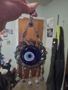 Hand MADE Wall Hanging "Evil Eye Protection"  Amulet. -Lucky EYE. Nazareth Alloy