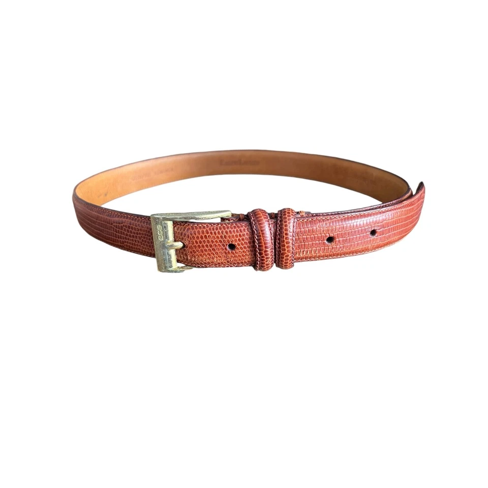 Cinturón Vintage Ralph Lauren RL 67 Cuero Marrón Hebilla Dorada Talla S Piel de Serpiente Western Foto 3 de 4