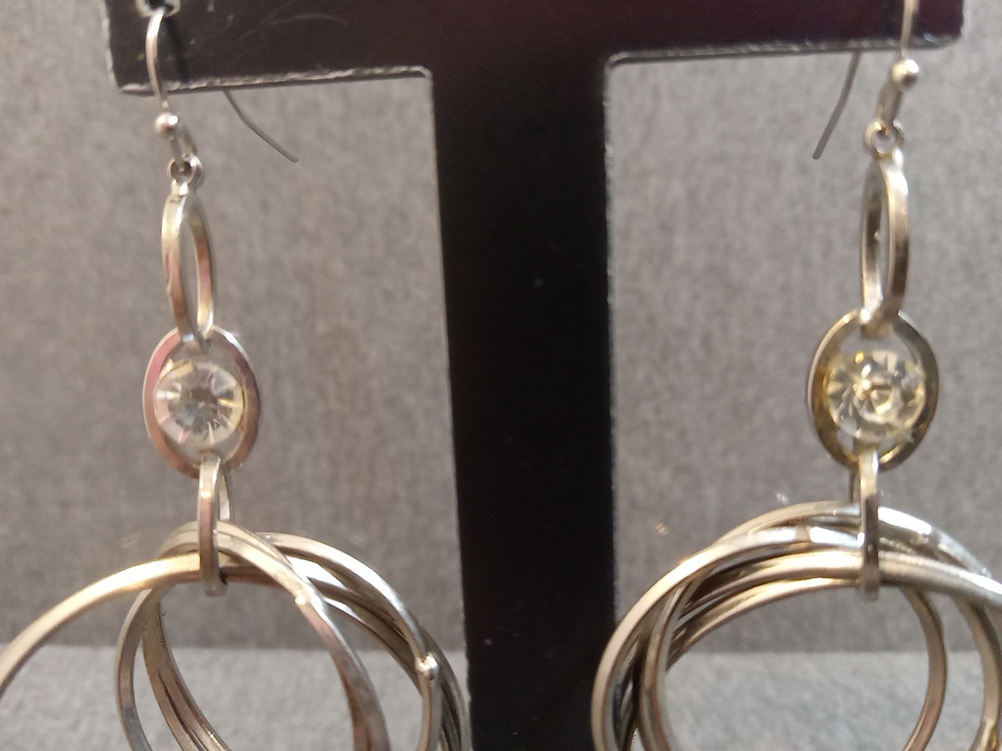 Dangle Multi Hoop Interlock Earrings Silver Tone … - image 4