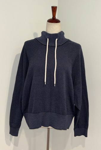 Varley Maceo Ribbed Cotton Sweater Pullover Drawstring Mock Neck Raglan Sleeve M