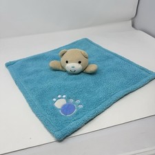 Baby Gear Lovey Bear Cub Security Blanket Plush Paw Prints Soft Fleece Blue