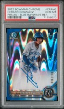 2022 BOWMAN CHROME PROSPECT AUTO BLUE RAYWAVE REF HERARD GONZALEZ /150 PSA 10