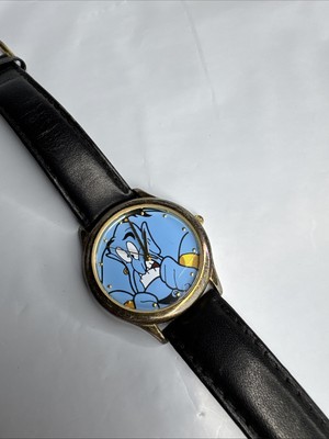 Vintage Fossil 1990s Disney ALADDIN Genie 34mm Round Dial Analog Watch Works!