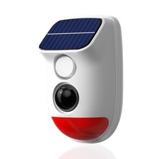 Solar Motion Sensor Alarm - 120dB IP65 Waterproof Security Siren with Strobe ...