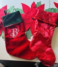 Christmas Stockings, set of two, 1 with initial  B  and 2 snowflake pattern