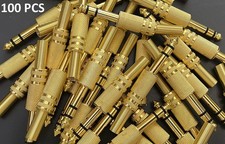 100x Lot 1/4" Male Stereo TRS Audio Cable Jack Spring Solder Connector Gold Plug