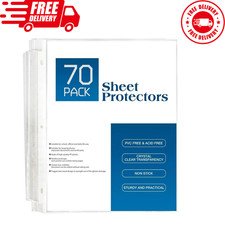70Pack Sheet Protectors Clear Heavy Duty Plastic Page Protectors for 3 Ring Bin