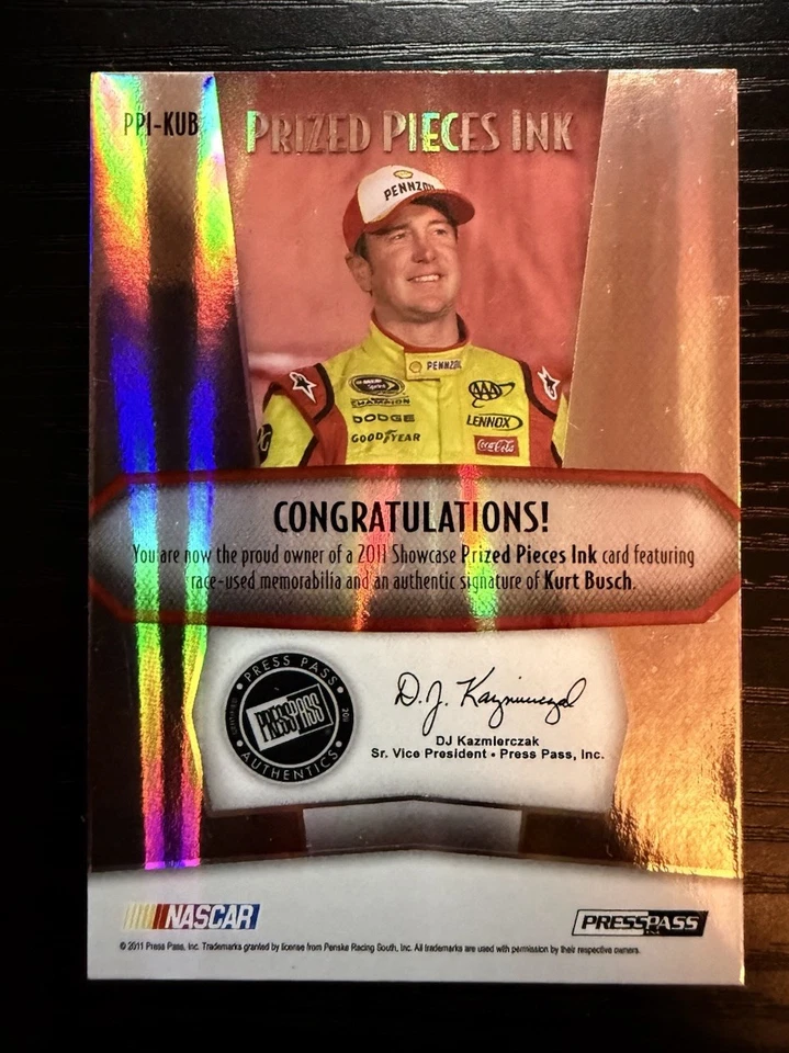 Kurt Busch 2011 Press Pass Showcase Racing Sheet Metal Autograph #’d/45 - Image 2 of 2