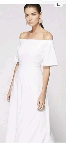 Witchery White Off Shoulder Fit and Flare Dress, 14