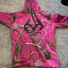 realtree women's small pink camo hoodie, polyester, long sleeve, jacket