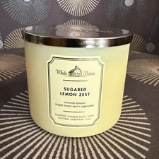 Bath & Body Works White Barn 14.5 oz 3 Wick Candle - Sugared Lemon Zest