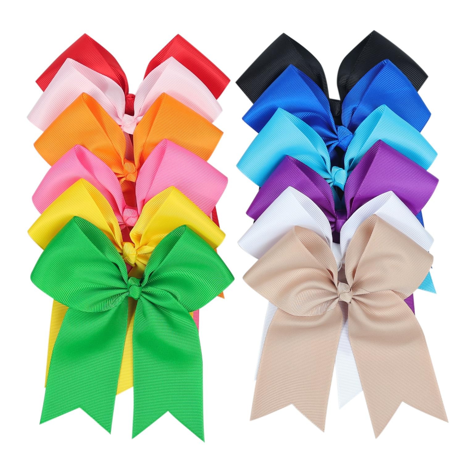 12-Pcs 5-Inch Large Grosgrain Ribbon Cheer Bows with Alligator Hair Clips - S...