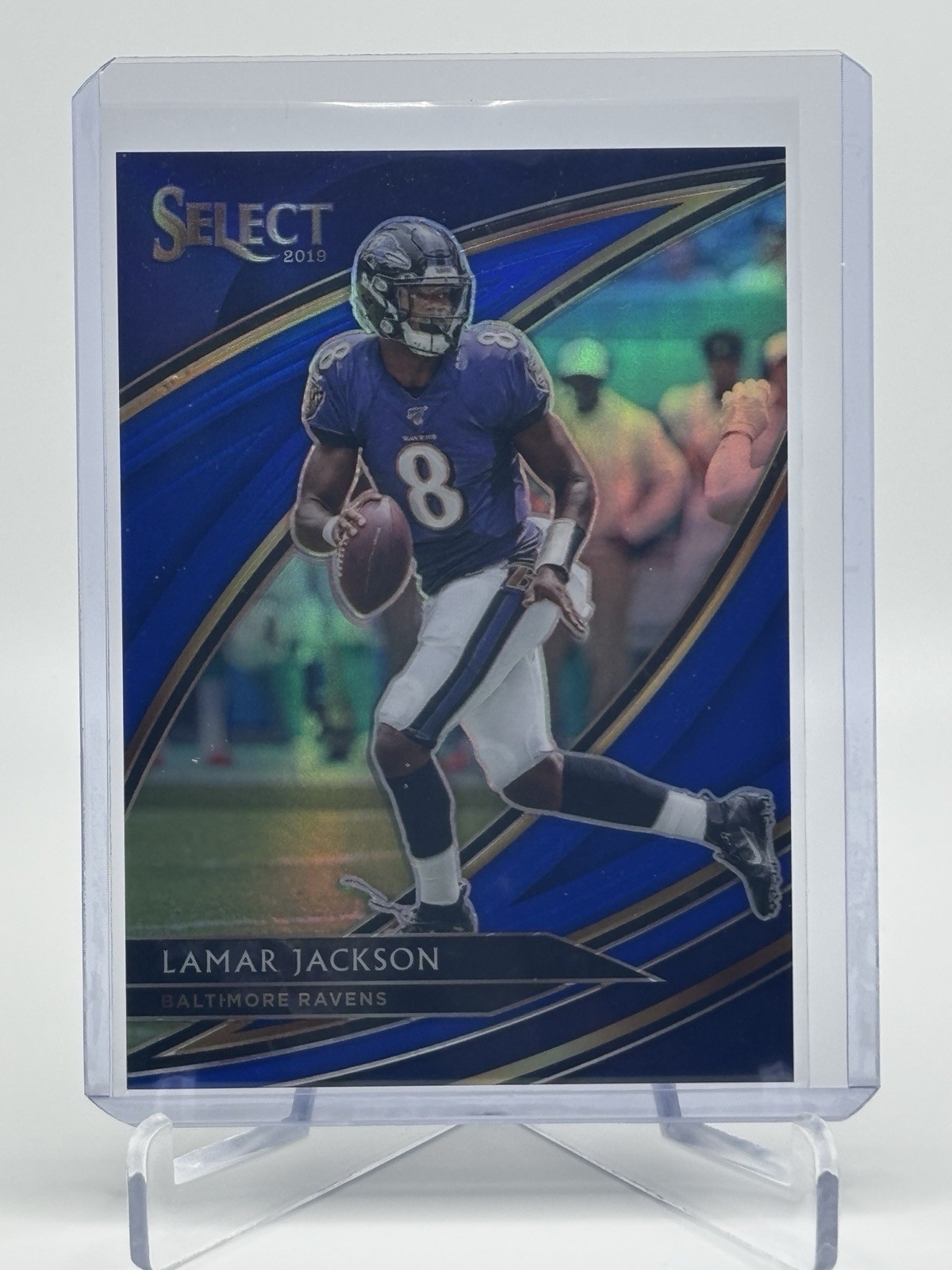 2019 Panini Select Lamar Jackson #214 Blue Prizm SP #/75 Baltimore Ravens