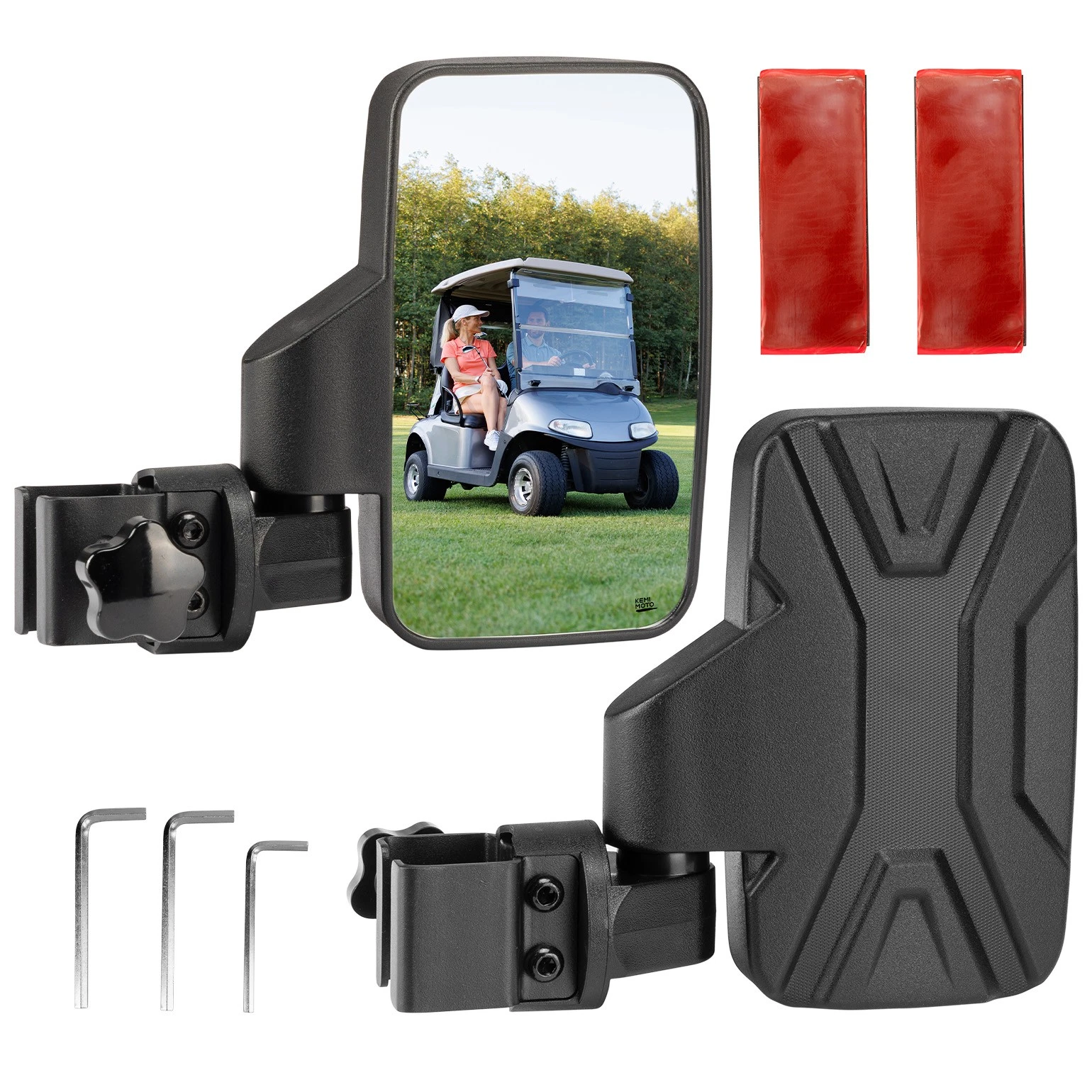 0.75"-1.25"Golf Cart Rear View Side Mirrors No Drilling for Club Car EZGO Yamaha