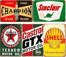 5 PACK Tin Signs Vintage Gas Oil Metal Signs Home Garage Man Cave Bar Wall Decor