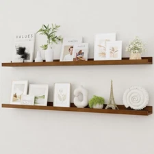 Wood Floating Shelves for Wall Set of 2, 48 Inch Wide Rustic Wooden Floating She