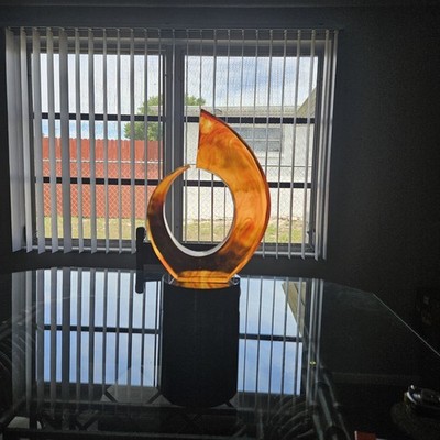 Modern  2 tone. Amber with Black base.  glass  Sculpture  Glossy 