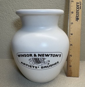 Vintage Winsor & Newton’s Brush Holder Water Vase, 6" H, Ceramic NICE