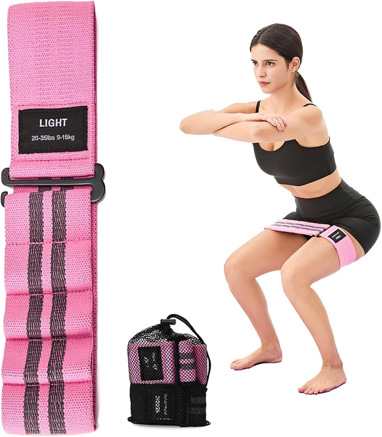 Adjustable Fabric Resistance Bands Set, Non-Slip Booty Bands for Legs & Glutes W