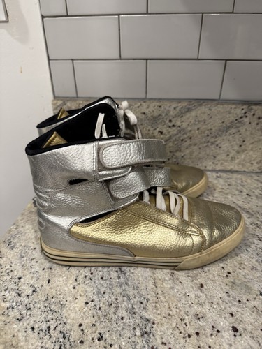 Supra TK Society Shoes Gold/Silver Size 11 Very Rare! Bieber - Picture 2 of 7