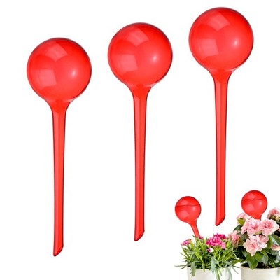 3-Pack 10.5 Inch Plastic Spherical Plant Watering Globes [Red]