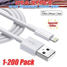 NEW Cable USB Lead 3ft 6ft Charger Cord For iPhone 13 12 11 X XR 8 7 6 5 USA lot