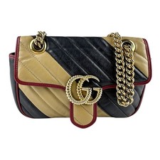 Borsa a tracolla originale Gucci GG Marmont nera/beige/oro pelle/metallo - z8102