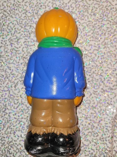 Pumpkin Head Scarecrow EMPIRE 1995 Halloween 9" Blow Mold Light Topper - Picture 6 of 8