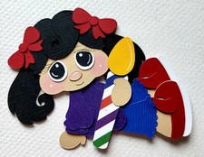 Birthday Girl Black Hair. Scrapbook, Card Making Paper Piecing