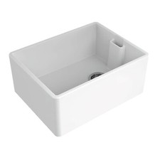 Reginox Belfast Ceramic Deep Large Single Bowl Kitchen Sink White Basket Waste