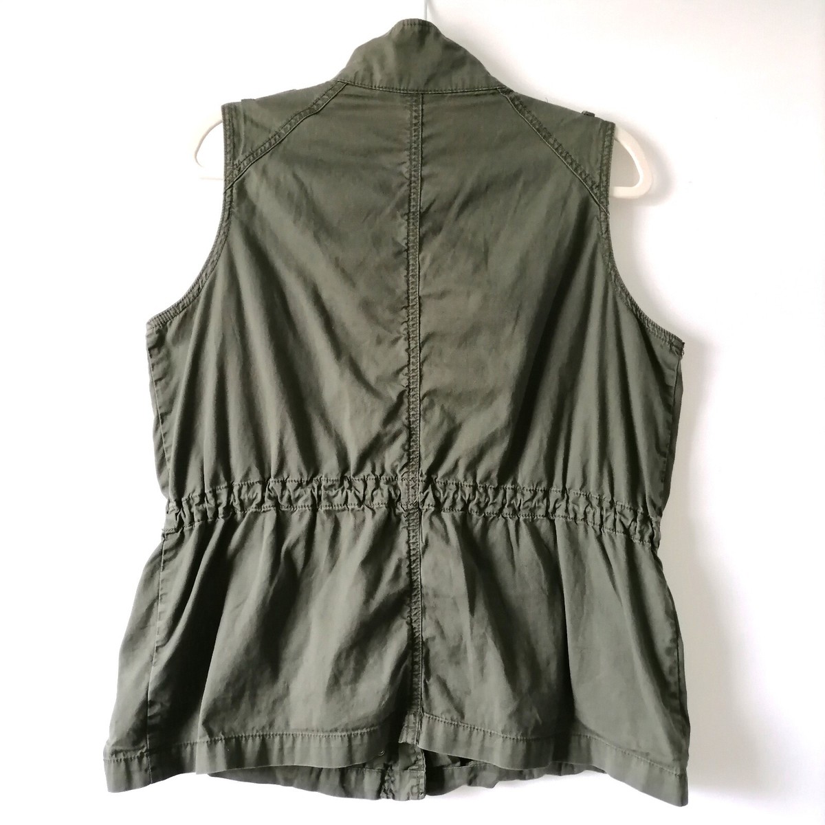 a.n.a Womens Olive Green Sleeveless Cargo Pocket Military Jacket