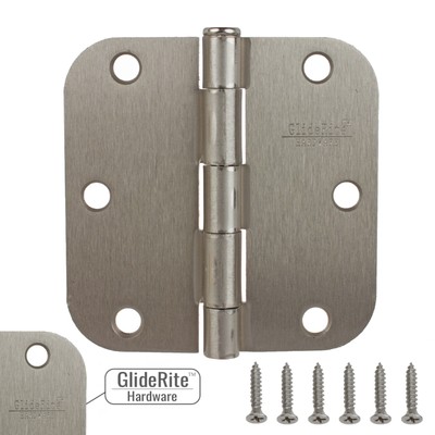 Pack of 18 Wester 3.5 x 3.5 Satin Nickel Door Hinges with 5//8 Radius Corners Brushed Nickel