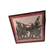 Old Large Thai Rubbing on Rice Paper from Temple ~ Battle Scene  on Elephants