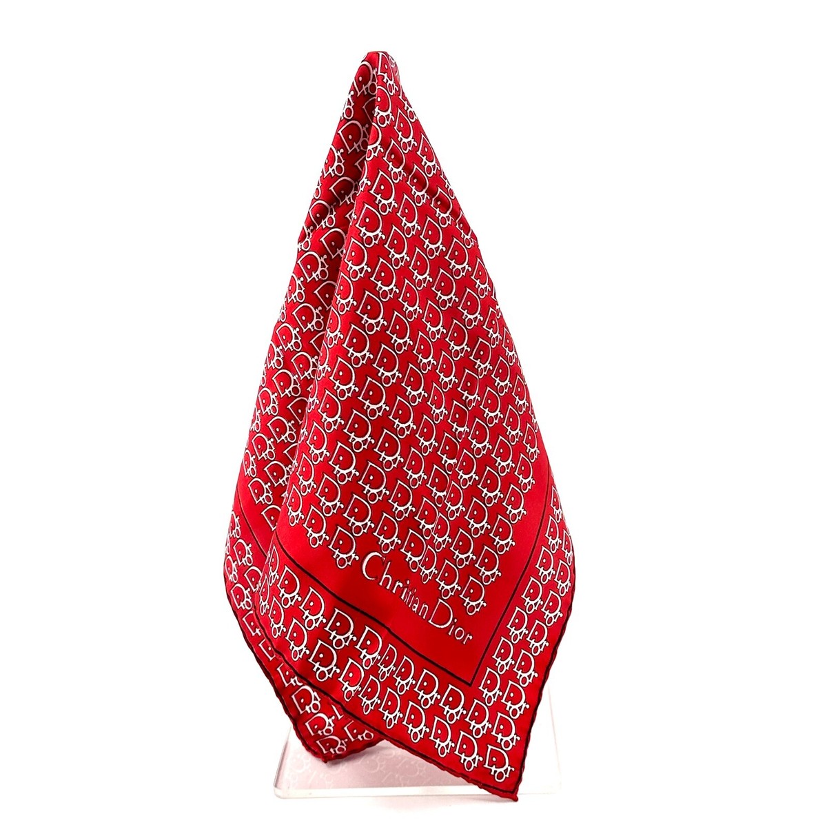 Dior Trotter scarf 100% Silk Red 47cm Auth 0678 | eBay