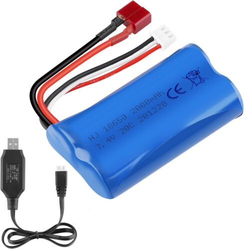 4X 7,4V 2000mAh Li-ion Akku T-Stecker mit+ Ladegerät für RC Auto Off Road Truck - Bild 11 von 11