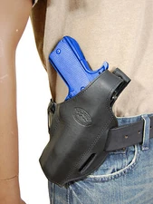 New Barsony Black Leather Pancake Gun Holster for Taurus Full Size 9mm 40 45