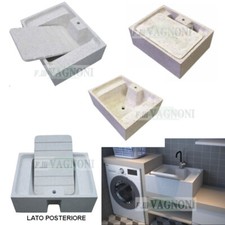 Lavandino lavello lavanderia lavapanni cm 65 in graniglia marmo cemento scivolo