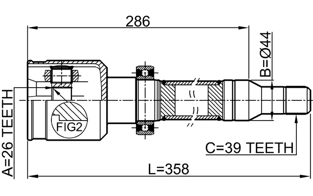 INNER CV JOINT RIGHT 26X44X39 - For Volvo S80 1999-2006 OEM 8602568 — 第 2/3 张图片