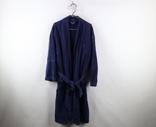 Vtg 90s Ralph Lauren Mens S / M Faded Heavy Belted Terry Cloth Bath Robe Blue